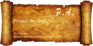 Prusz Arikán névjegykártya